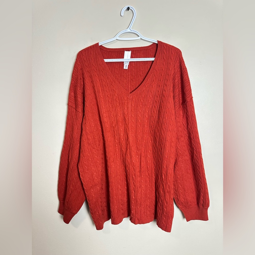Wynne Layers Size 2X Cozy Red V-Neck Sweater